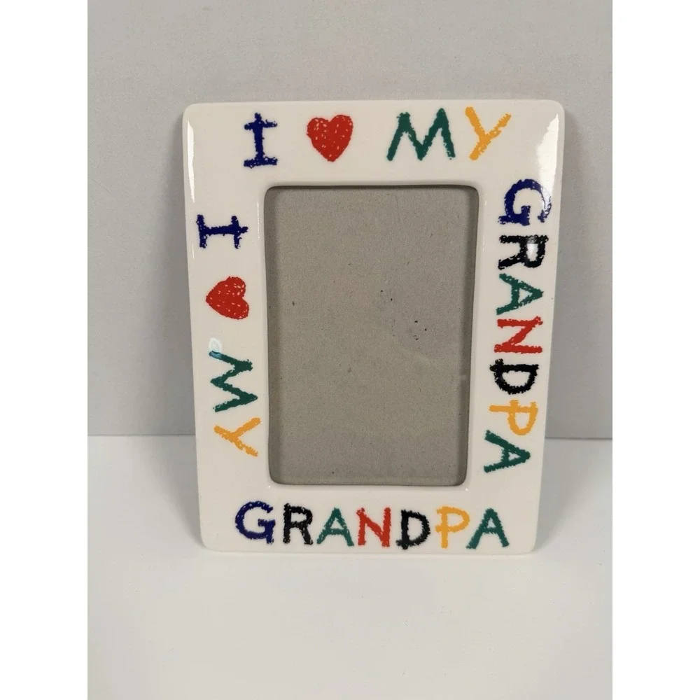 Vintage I LOVE MY GRANDPA Ceramic Picture Frame 5.5